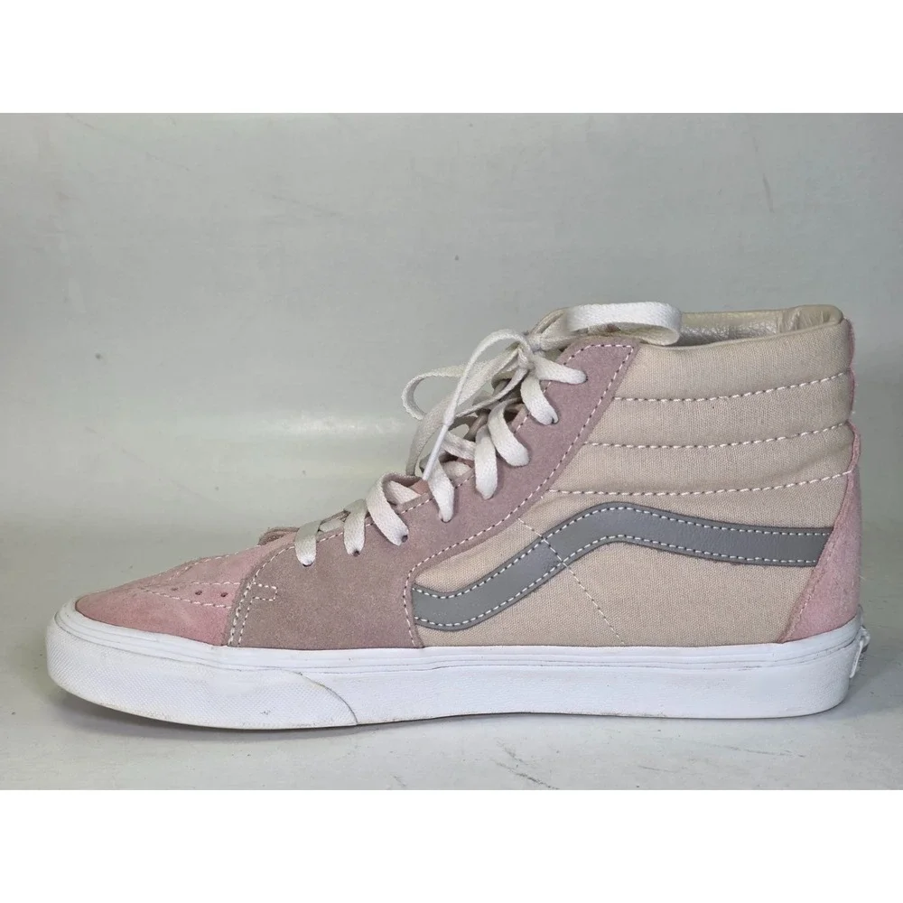 Vans Sk8-Hi Men's Sneakers Size 10 UK 9 Pink Beige Suede Canvas Skate High Shoes